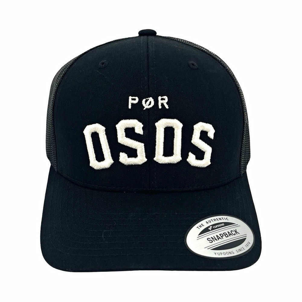 POR OSOS Snapback Trucker Hat Black Yupoong Classics Mesh Embroidered Cap